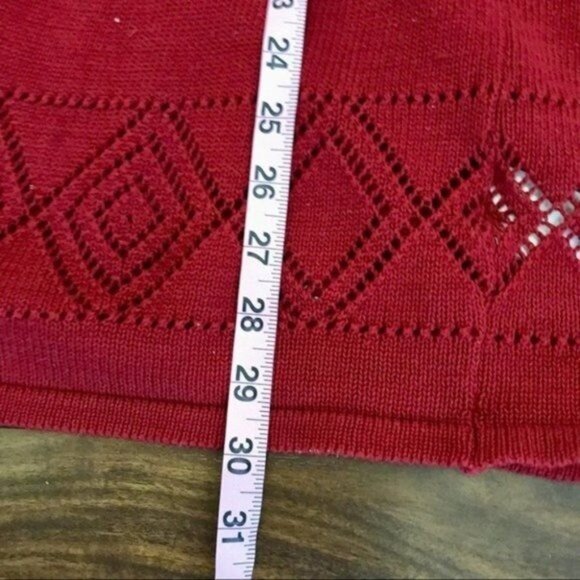 H&M Divided Women's Dark Red Crochet Cut-Out 3/4 Bell Sleeve Cardigan Size S - Picture 9 of 9